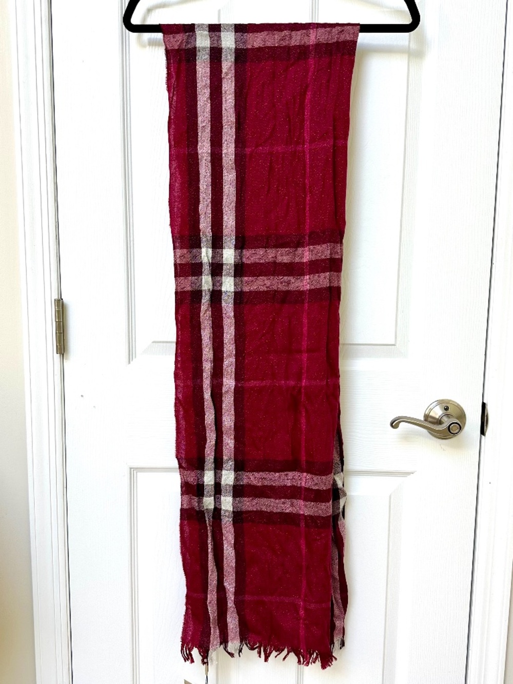 Authentic Burberry Red Metallic Scarf